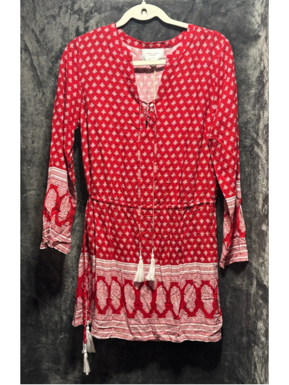 NWT Romeo & Juliet Couture Beach Cover Up Dress Red Medallion Boho Small flaw S